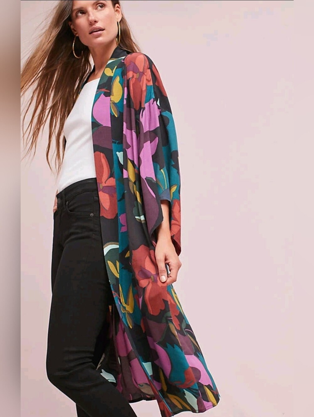 Anthropologie Maeve Size XS/S Small Kirra Long Floral Print Kimono Jacket